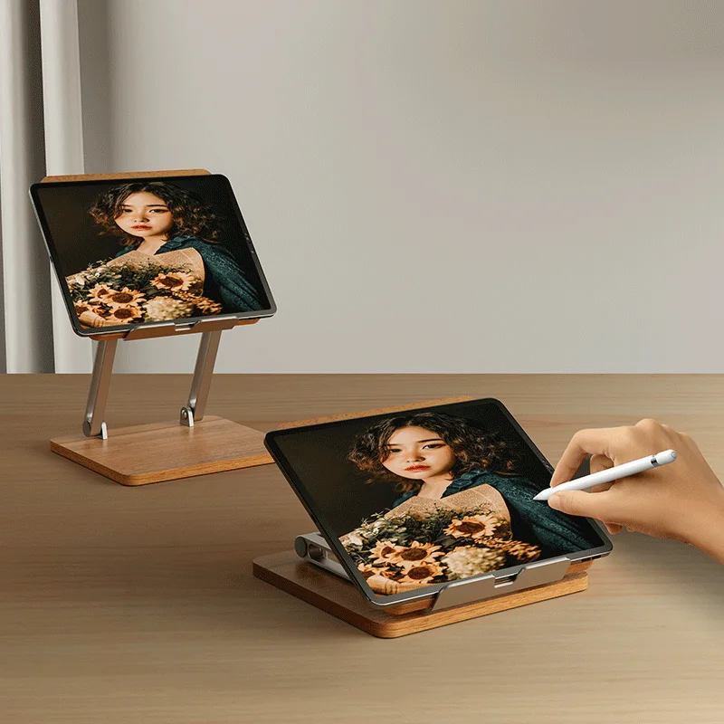 Customized Logo Portable Wooden Computer Monitor Display Stand Laptop Desk Accessory Holder Tray