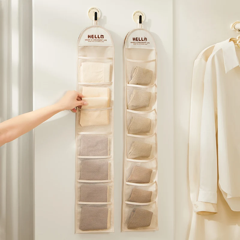 Hot selling large capacity multi grid design wall mounted sock storage bag, storage tool on the door