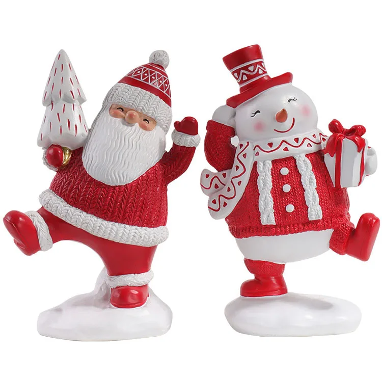 New Design Polyresin Twins Santa Claus Christmas Figurine For Decorations And Gifts