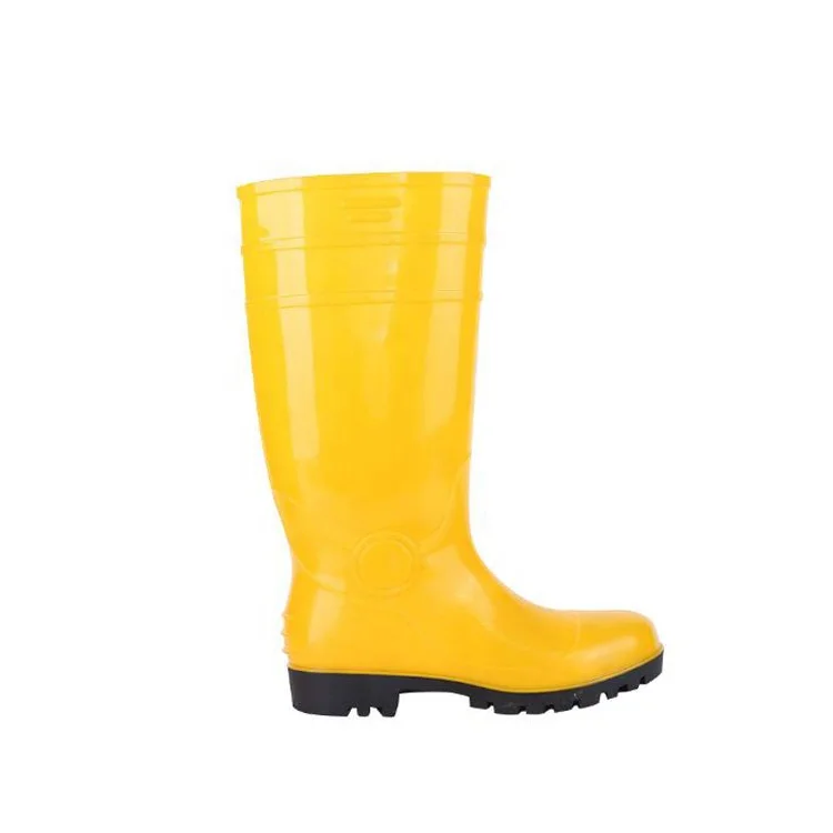 High heel anti-static PVC warm lining steel toe cap water rain boots