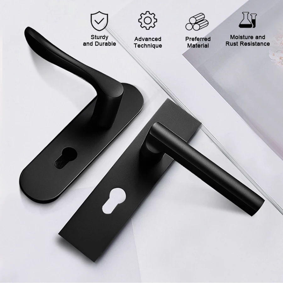 Wholesale Black Aluminum Alloy Slim Security Wooden Steel Door Exterior Door Lock Set Handles
