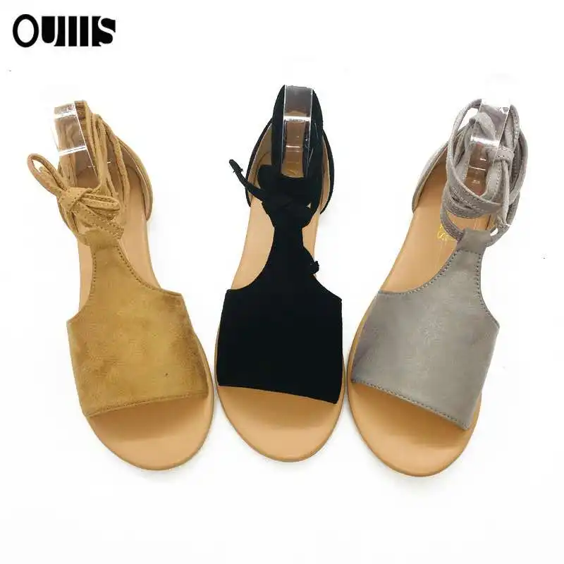 2020 New Simple Pop Design Zapatos de mujer Fashionable Lace Up Flat shoes Female Sandals Sexy Rope Shoes