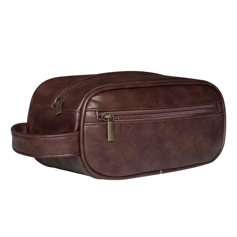 2024 High Quality Faux Leather PU leather Men toilet bag