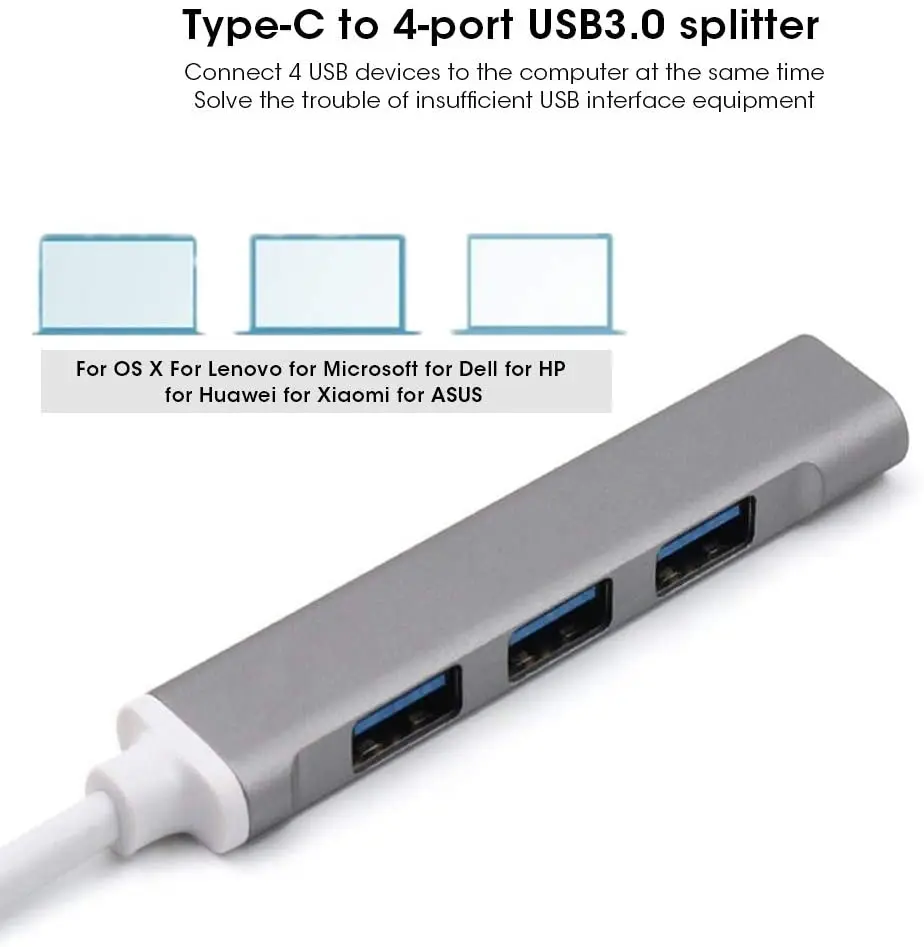 4 Ports for USB C to USB  Hub Adapter 5GbPS Multi Function Extender Dock Adapter portable Hub Adapter for laptops
