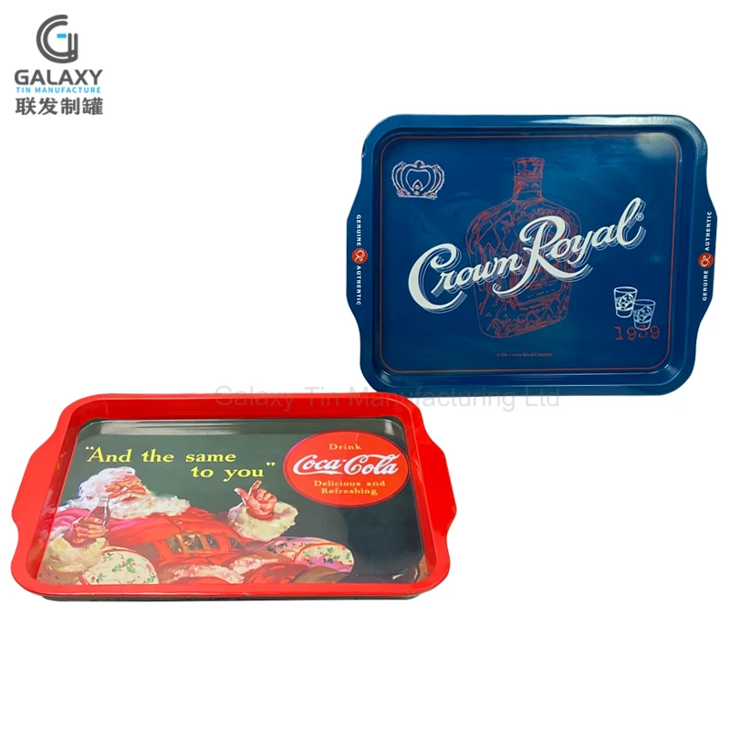 Rectangular  Metal tinplate Beer bottle service tray