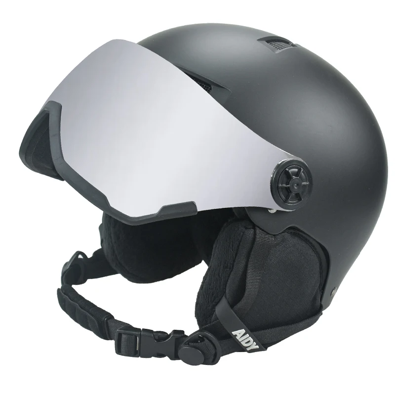 Certified adult ski helmet fashion snow sports helmet kids adjustable visor goggles removable earmuffs snow ski snowboard helmet