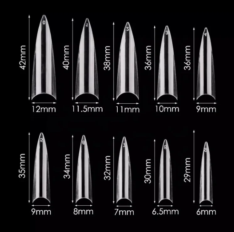 Private Label Nail Tip Hot Sale High Quality 600PCS/BAG Point Nail Tips Stiletto Nail Tips