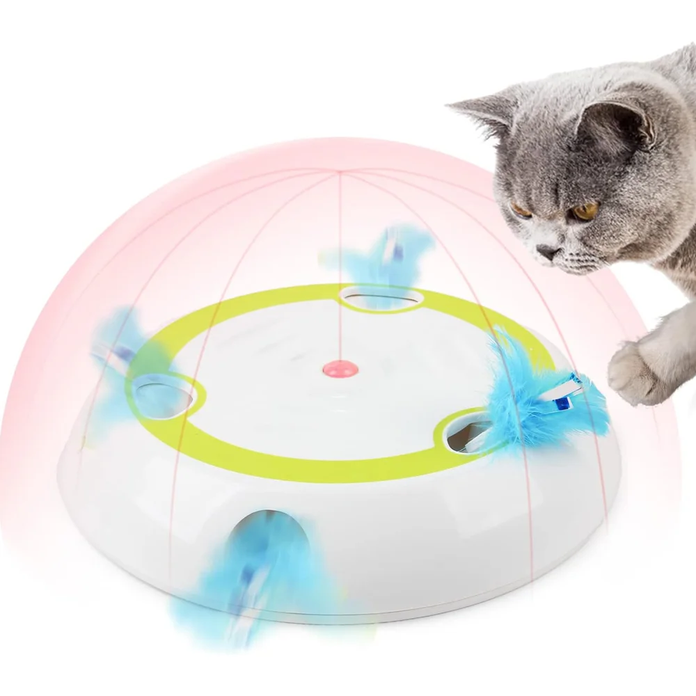 AFP Interactive Cat Teaser Toy Automatic Cat Mouse Flash Feather Toy With 6 Holes Intelligent Electric Cat Entertainment Toys