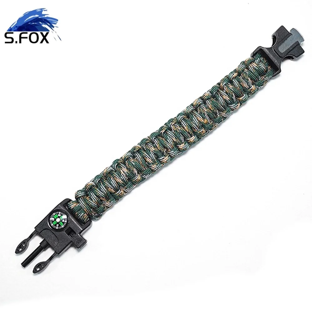 Outdoor Camping 5 in 1 Military Braided Adjustable Survival Paracord Bracelet With Knife