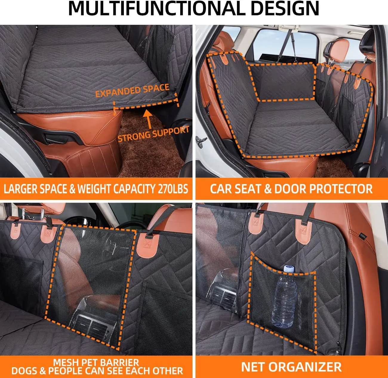 Waterproof Foldable Washable Dog Car Seat Cover with hard bottom Dog Hommock Back Seat Extender For Dogs Car Seat Covers
