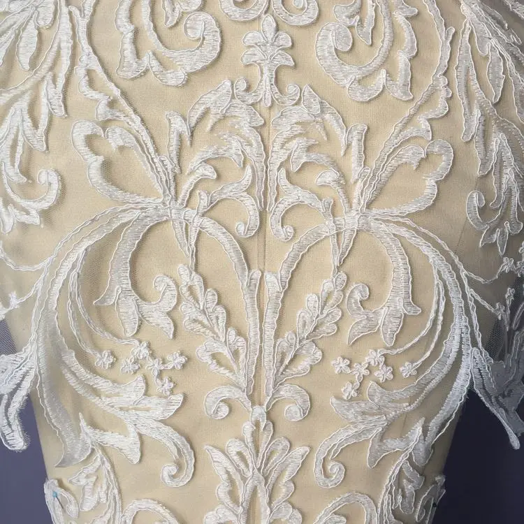 Extra large size lace applique flower floral corded for wedding party dress back decals accessories skirt with cloth