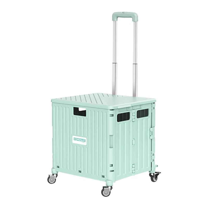 Four wheels luggage cart grocery cart supermarket shopping trolley small folding food cart