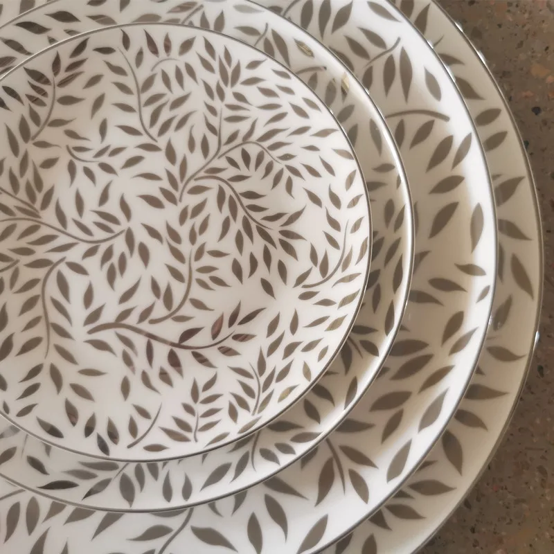 INT Tableware bulk luxury ceramic bone china dishes & dinner plates for weddings gold plates sets dinnerware