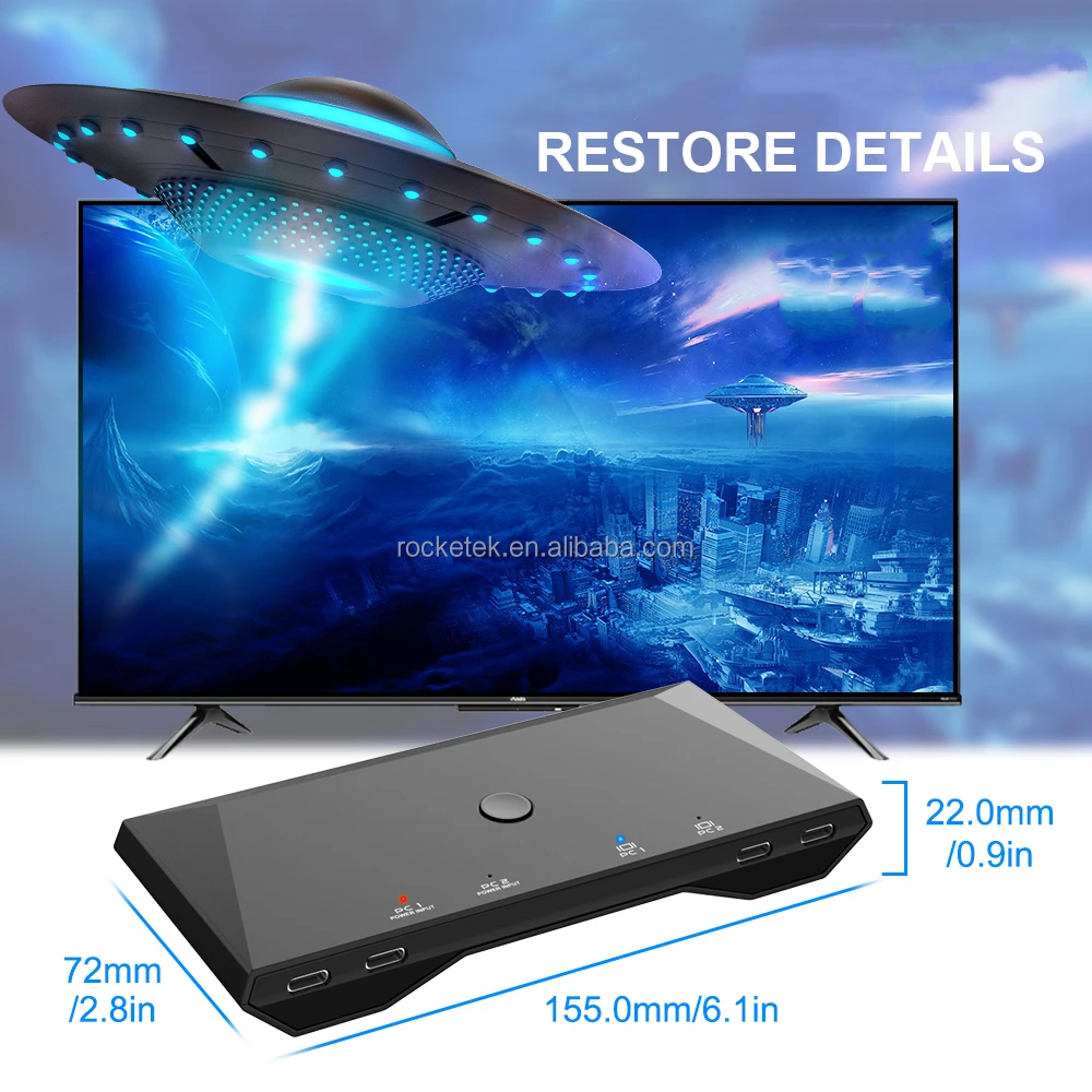 Full Function 2 Type c Kvm Extender Splitter 4K 60hz Multi Usb Port