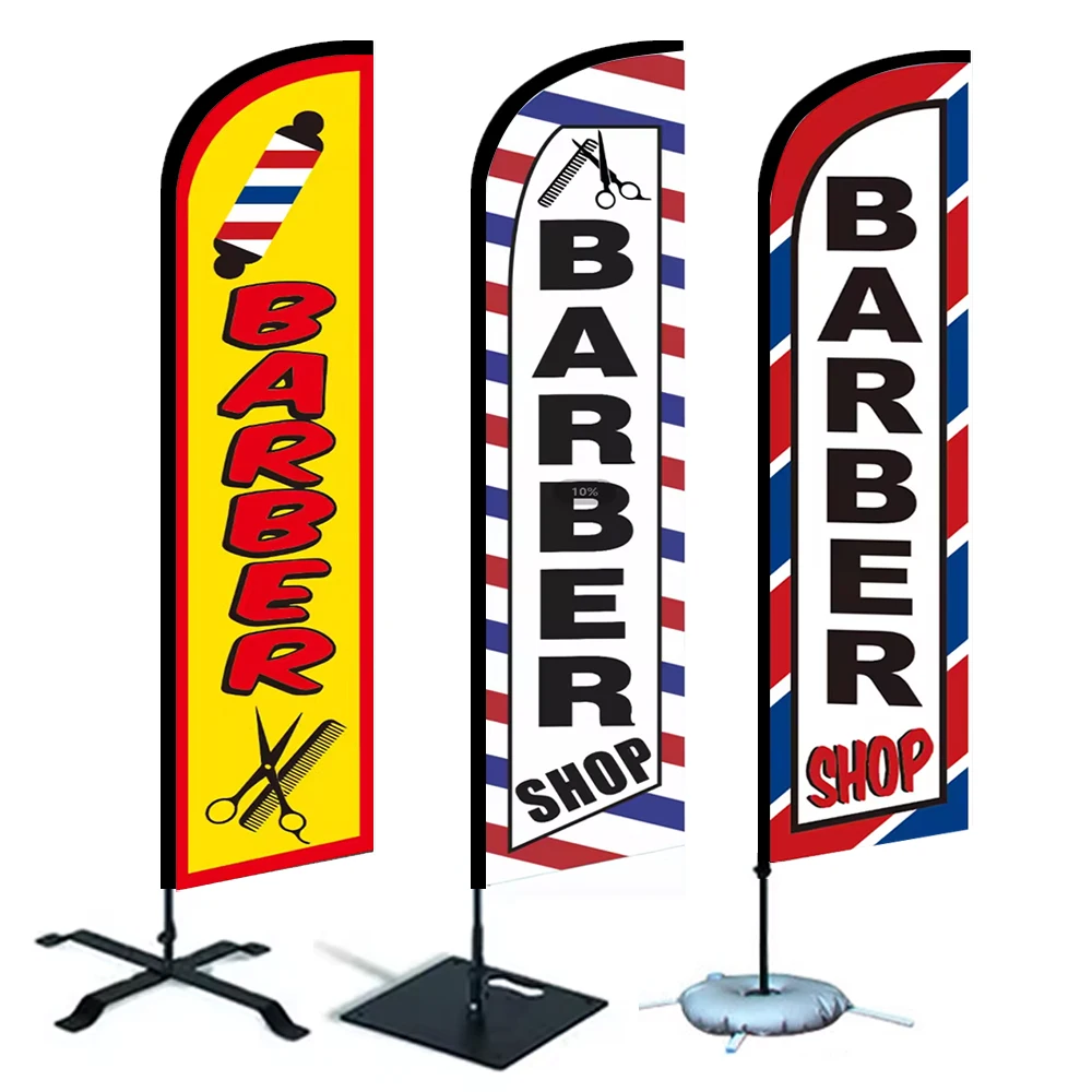 outdoor advertisement  rectangle flag custom pole kit custom Teardrop shaped flag with logo custom barber shop feather flag