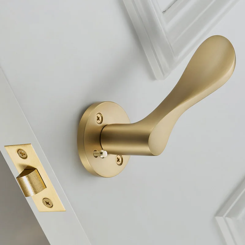 Qiansi Brass Door Lock Set Magnetic Optional Interior Bedroom Bathroom Double Wood Door Lever Dummy Privacy Passage