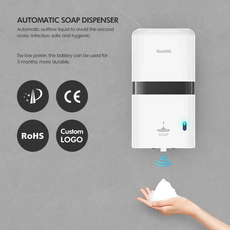 600ml Automatic Soap Dispenser Sturdy Practical Wall-Mounted Made ABS Plastic Factory Direct Sales OEM/ODM Logo Printing