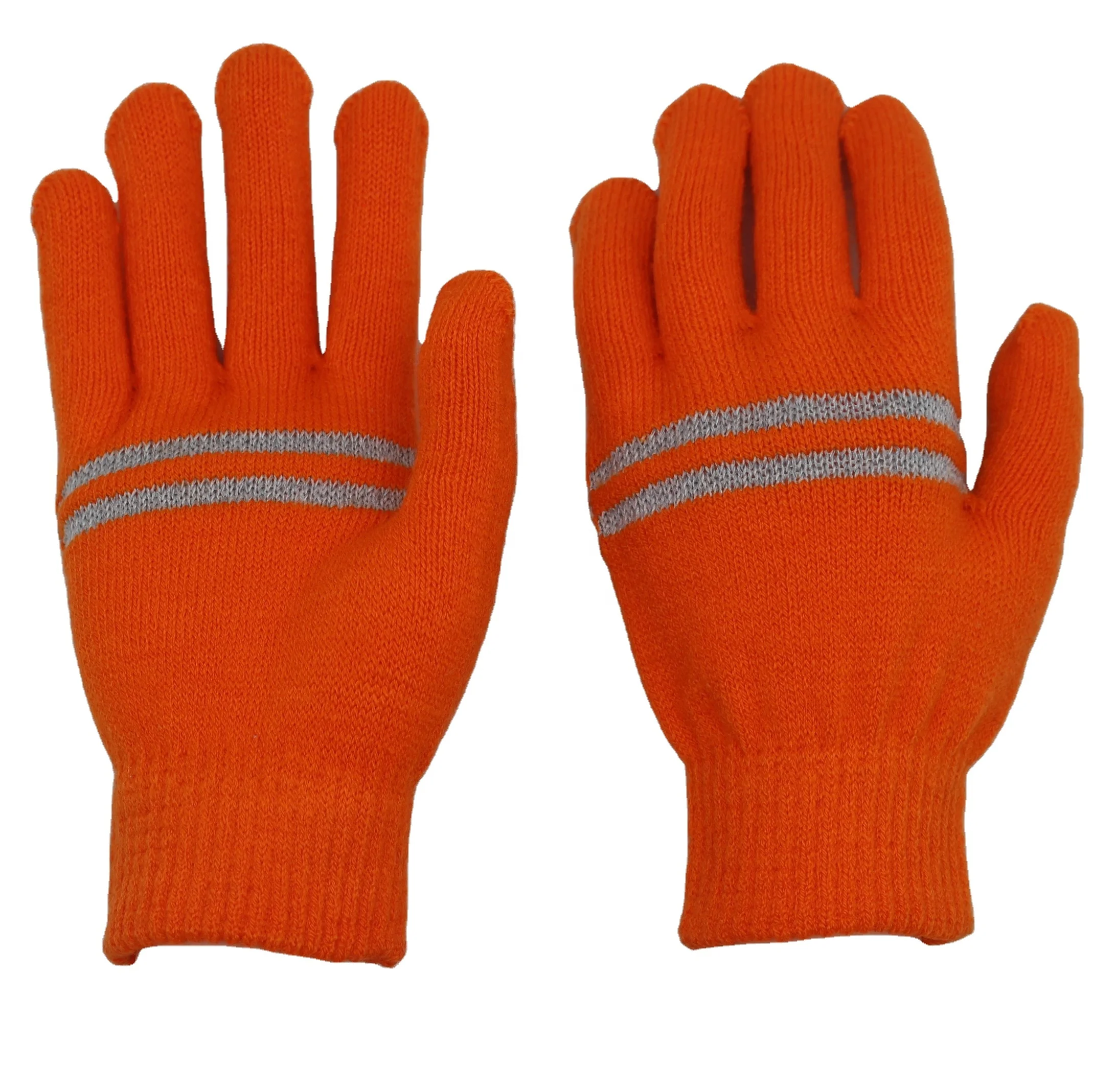 Winter Knit Acrylic Gloves Bright Color Reflective Yarn Gloves