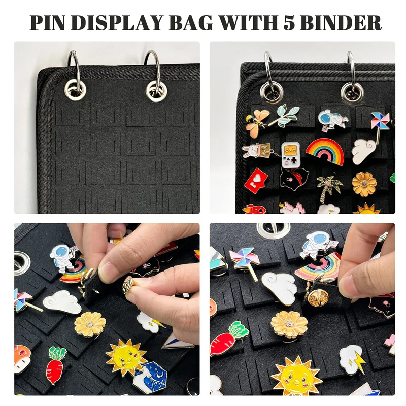Enamel Pin Display Holder Pins Collection Storage Organizer Case Pin Display Binder Stand with 3 Binders and 5 Pages