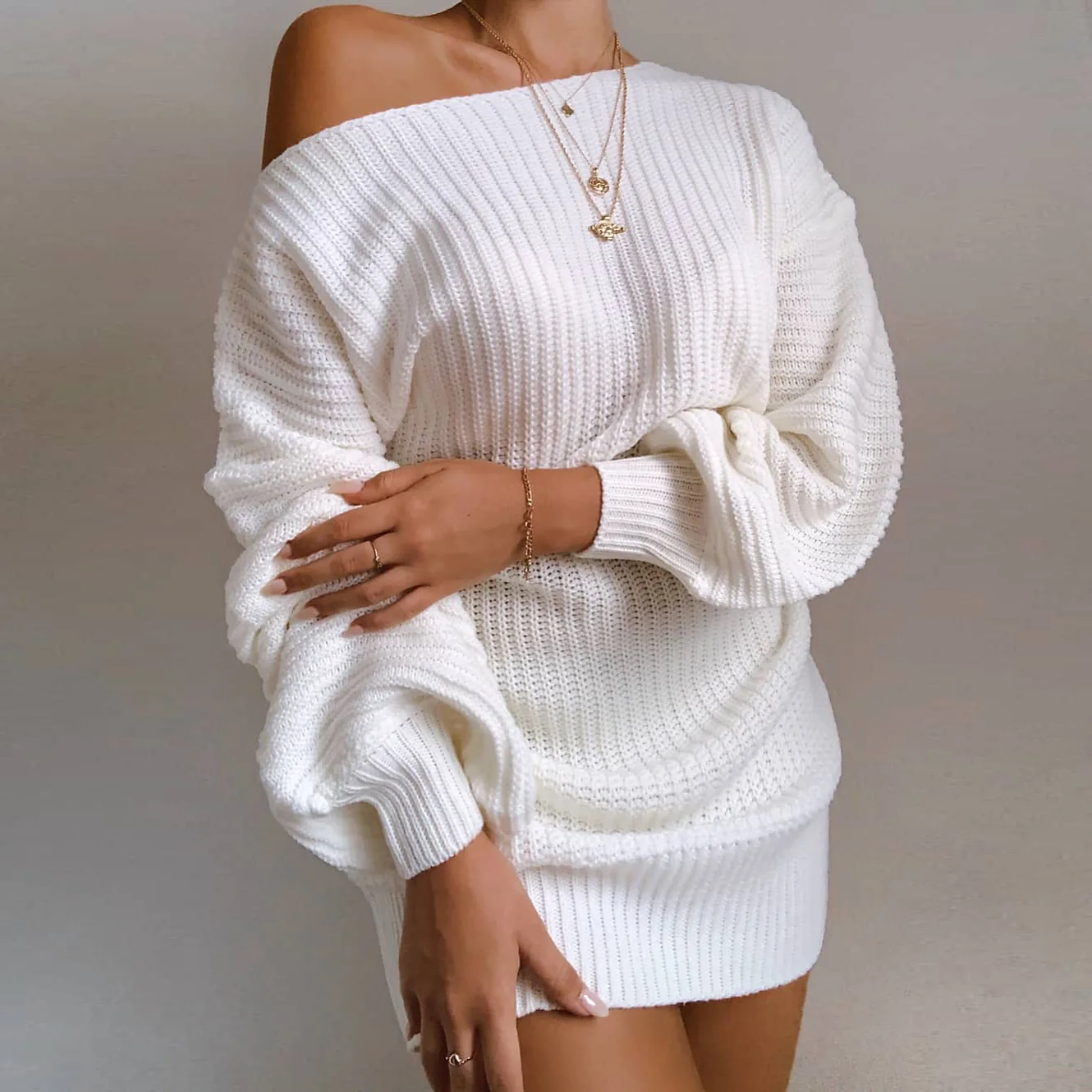 
Sexy Sweaters Women Lantern Sleeve Lady Sweater Gorgeous Sweater Dresses 
