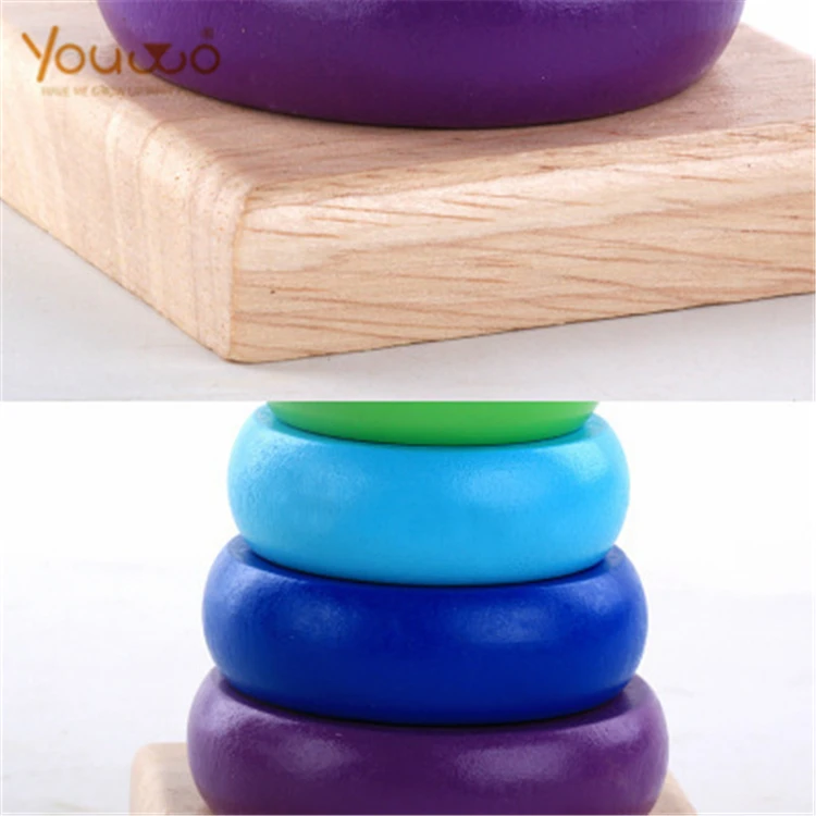 
Baby Rainbow Wooden Toys Learning Blocks Tower 