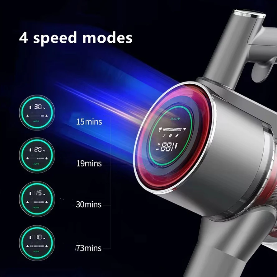 250W Brushless Motor Battery Powered Bagless Cyclone Powerful Suction Wireless Portable Cordless Stick Vacuum Cleaner for Home