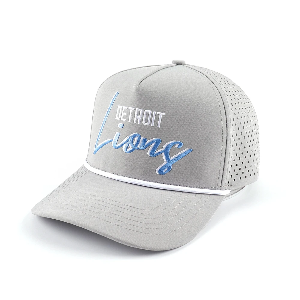 Custom 5 Panel rubber Pvc logo baseball cap waterproof laser cut hole perforated hat sports hydro dad hat