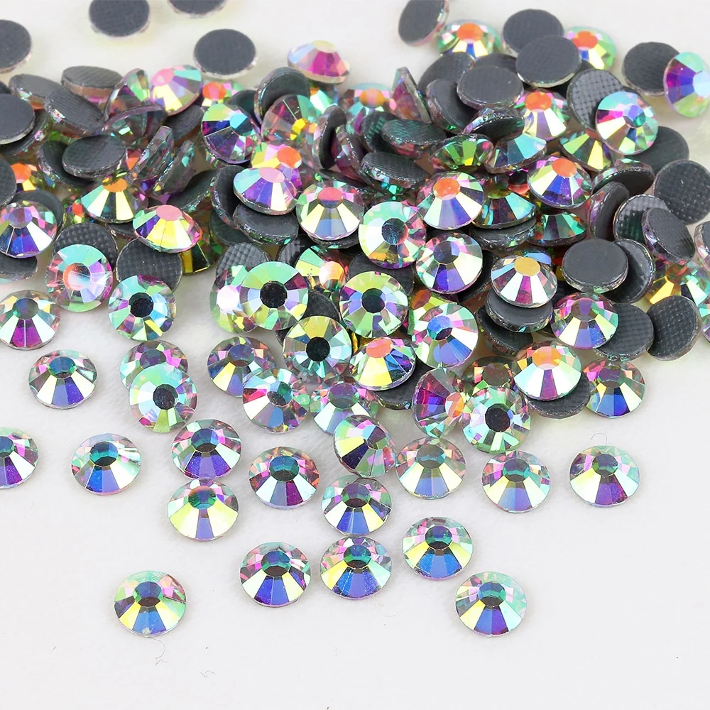 Wholesale SS6  SS10  SS20 Big Bag Packaging ss10 Crystal AB Korean Flatback DMC Hotfix Rhinestones With Strong Thermo Glue