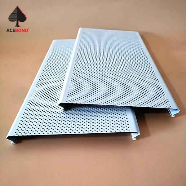 ACEBOND Strip Ceilings Suspended False Ceiling Excellent Corrosion Resistance Perforated Aluminum Rectangle Metal Modern