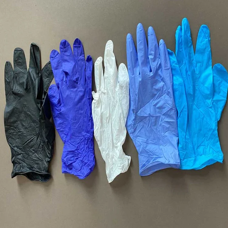 Factory Wholesale cheap examination XS S M L XL blue white black nitrile gloves working powder free nitrile exam gloves