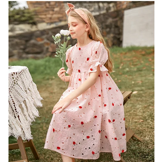 Summer 2020 hot sale wholesale and retail short-sleeved  new lotus leaf bubble sleeve kids girl dress