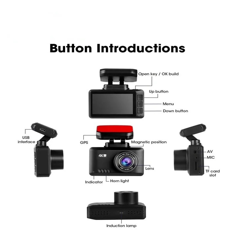 4K Dash Cam 2160P Built-in GPS Wifi Car DVR 24H Parking monitor 1440P reverse HD Night Vison 140 Driving Recorder