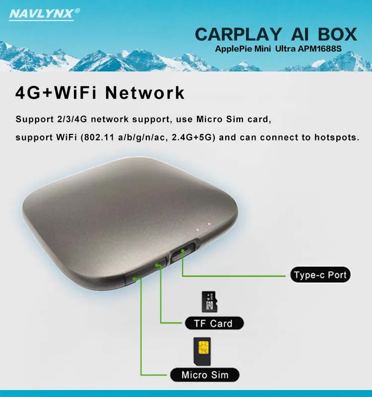 NAVLYNX aplepie mini Ultra CarPlay AI Box для универсального Android 14 13 беспроводной автомобильный 4G 64G GPS WIFI LTE адаптер dongle Toyota