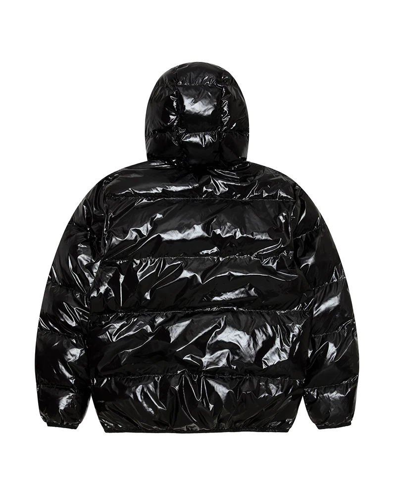 Puffer Jacket Custom Men Black Casual Winter Clothes for Women Woven Winter Coats Hooded Quilted Shiny Wholesale Reversible Down