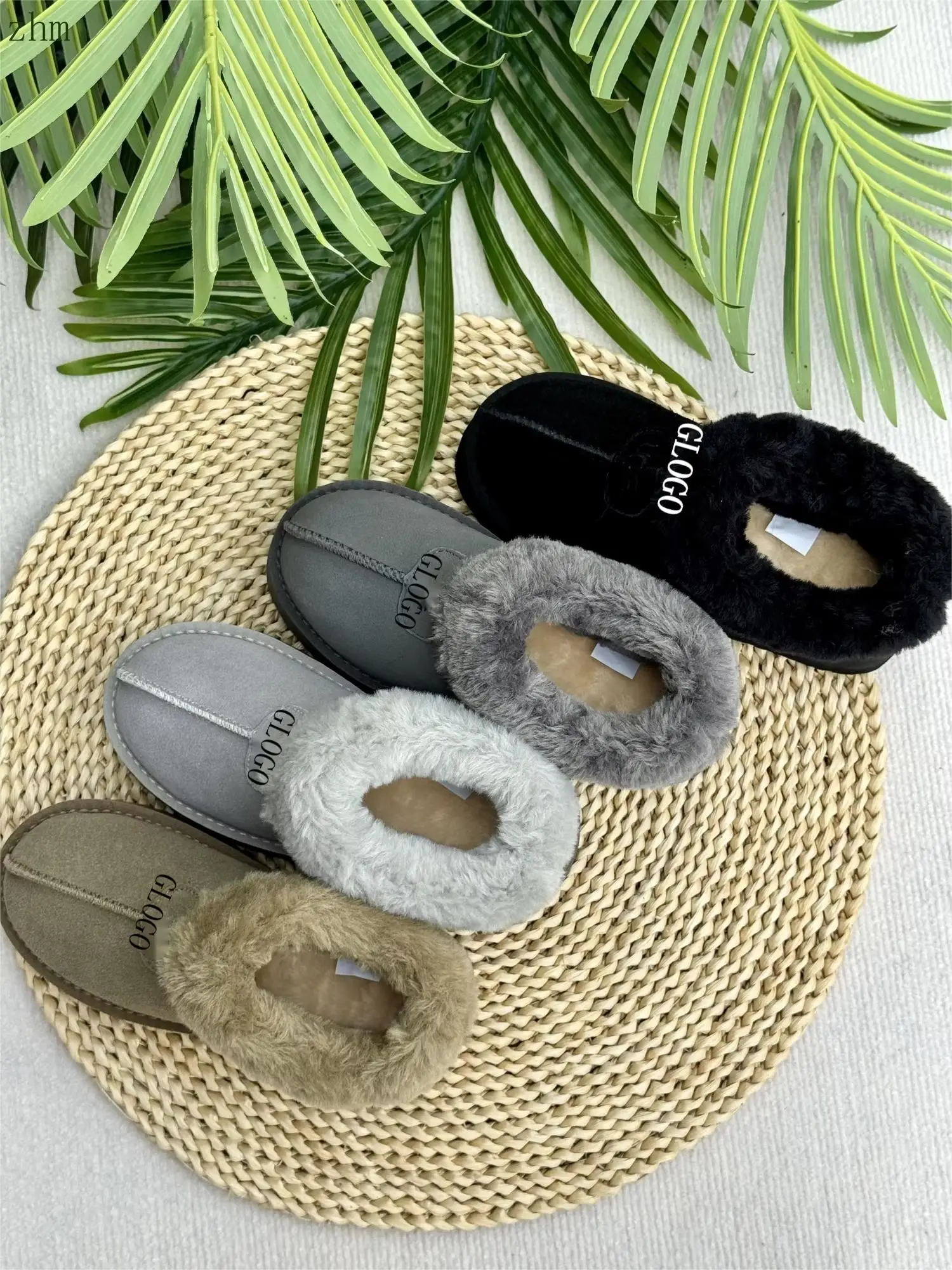 QY9281 2024 Classic Cuff Winter Fuzzy Faux Fur Platform Fluffy Snow Slippers Boots with Rubber Sole