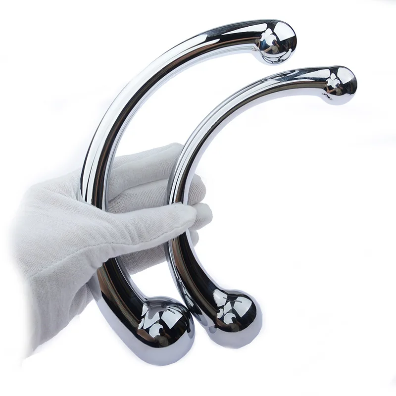 Double Ended Stainless Steel G Spot Wand Massage Stick Pure Metal Penis P-Spot Stimulator Anal Plug Dildo Sex Toy for Women Men