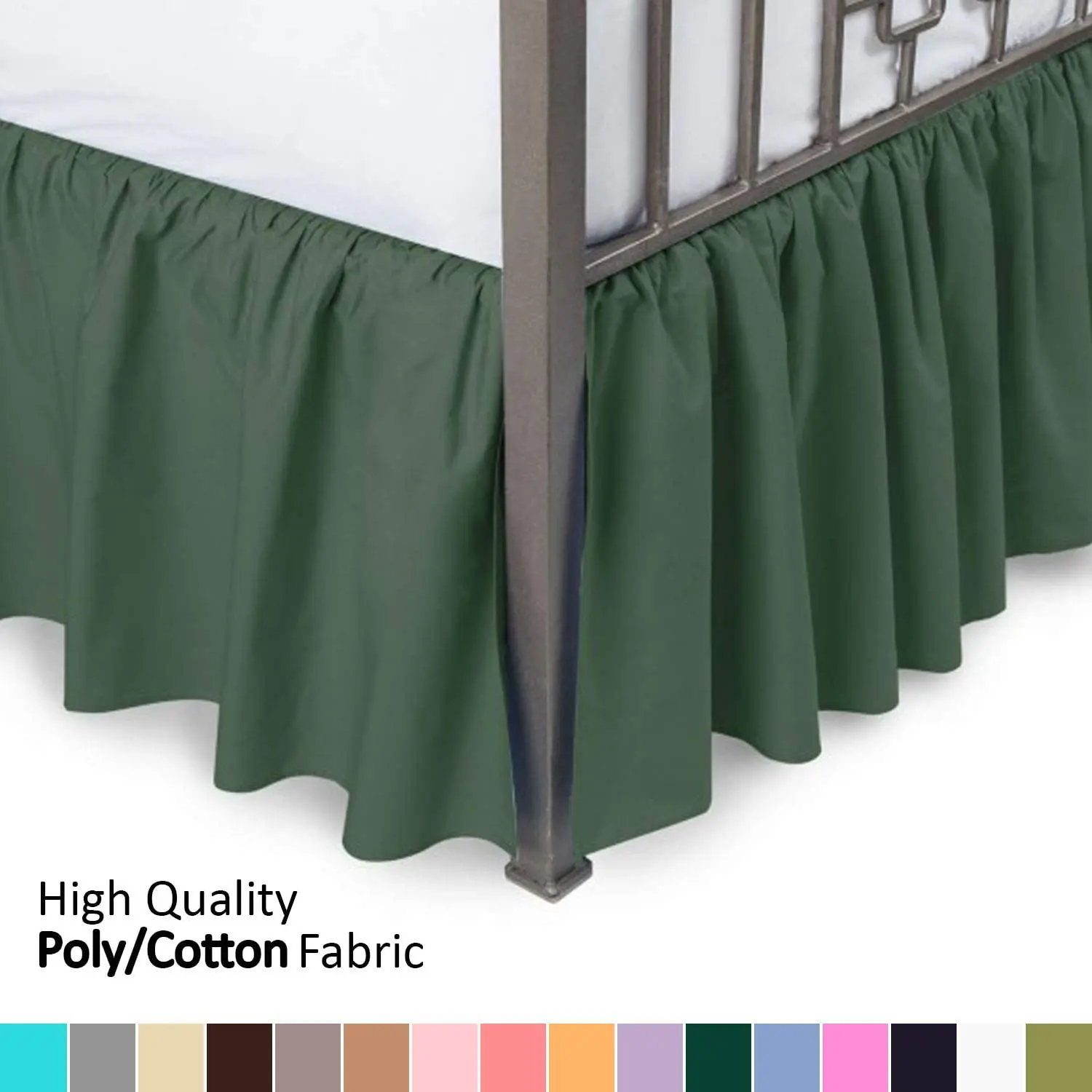 
European Style Three Fabric Sides Elastic Wrap Around Dust Ruffled Solid Bed Skirts Easy On Easy Off 
