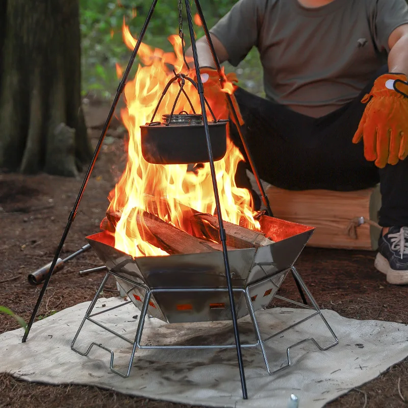 Picnic Grills Barbecue Outdoor Camping Portable Charcoal Bbq Hexagon Stainless Steel Grills