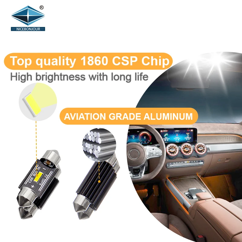  Новый стиль суперъяркая светодиодная гирлянда 1 smd 1860 31 мм 36 39 41 canbus белая 12 В 24 лампы для