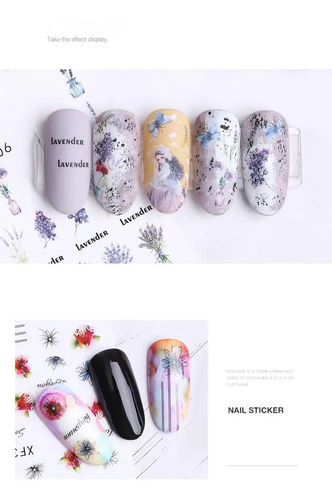 Salon  3D Nail Sticker Summer Flower Flamingo Design Stickers for Nails Adhesive DIY Manicure Slider Nail Sliders