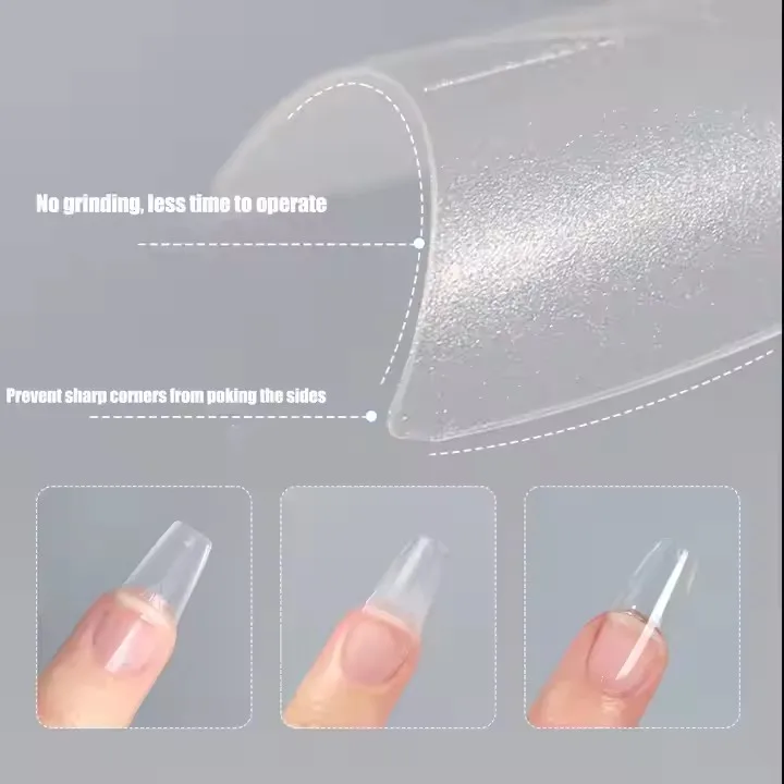 Set 50 Half Cover Artificial Fingernails Natural Frosted Soft Gel Patches Middle Auxiliary Line DIY Beauty Decoration for