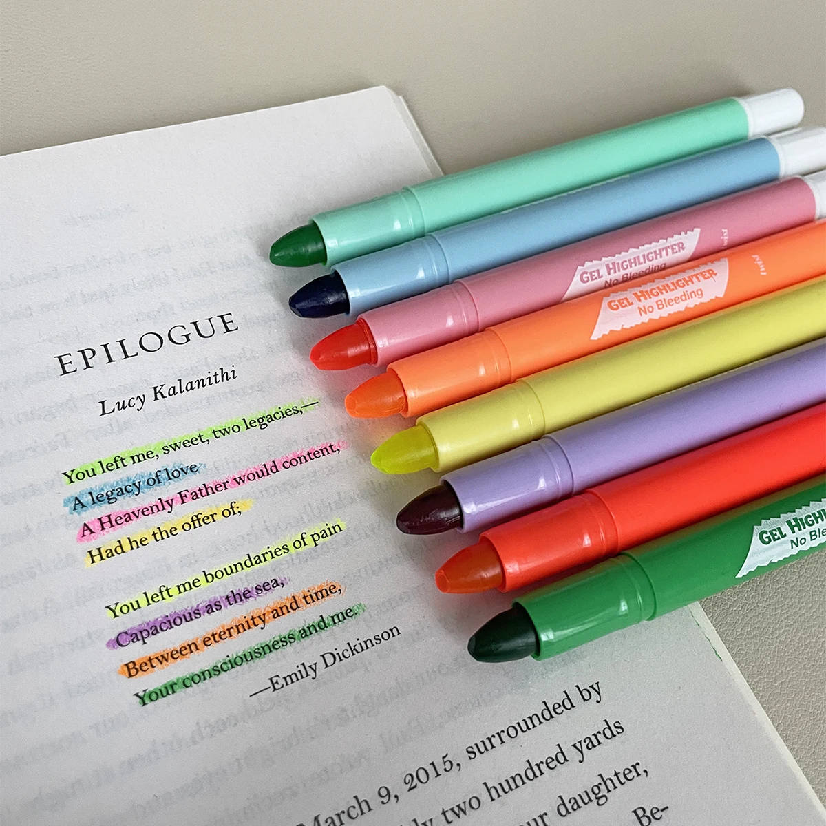 8 Assorted Colors Bible Study Gel Highlighters Bible Safe Gel Highlighter Set No Bleed Through Marker