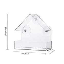 Best Price Outdoor Decoration Birds FOOD Feeder Clear Hanging Acrylic Window Bird Feeder