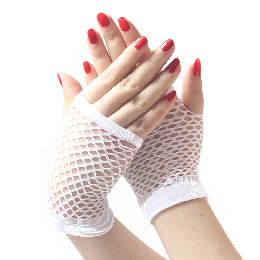 O020 party Short fishnet gloves Multi color sexy elastic gloves Mesh gloves hollow fingerless