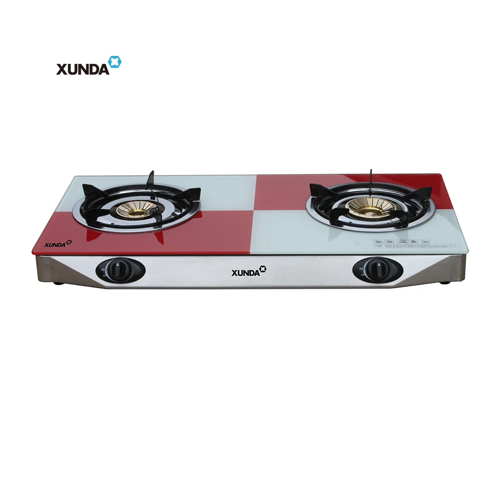 Xunda Home Cooking Appliance Safe 2 Burner Gas Stove Cooktop 2 Burners Kitchen Gas With Table Top Tempered Glass Gas Stove