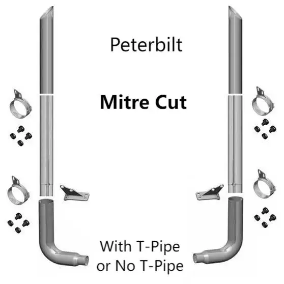 7 Inch Chrome or Stainless Steel Miter Top Exhaust Stack for Peterbilt