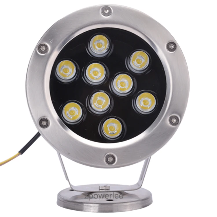 Warm White Cool White Stainless Steel Housing IP68 Waterproof 9W LED Underwater Fountain Spot Light
