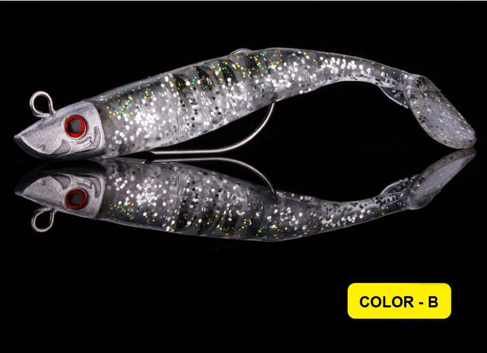 Wholesale 130mm/26g 100mm/16g PVC Material T-tail Jig Head Lure With Crank Hook Bionic Soft Fishing Bait