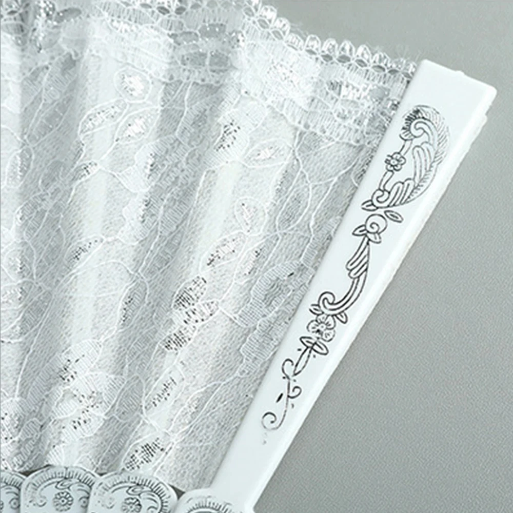 Black White Lace Folding Fan Vintage Handheld Fan Women Girls Hollow Lace Folding Fan Art Craft Gift Decor