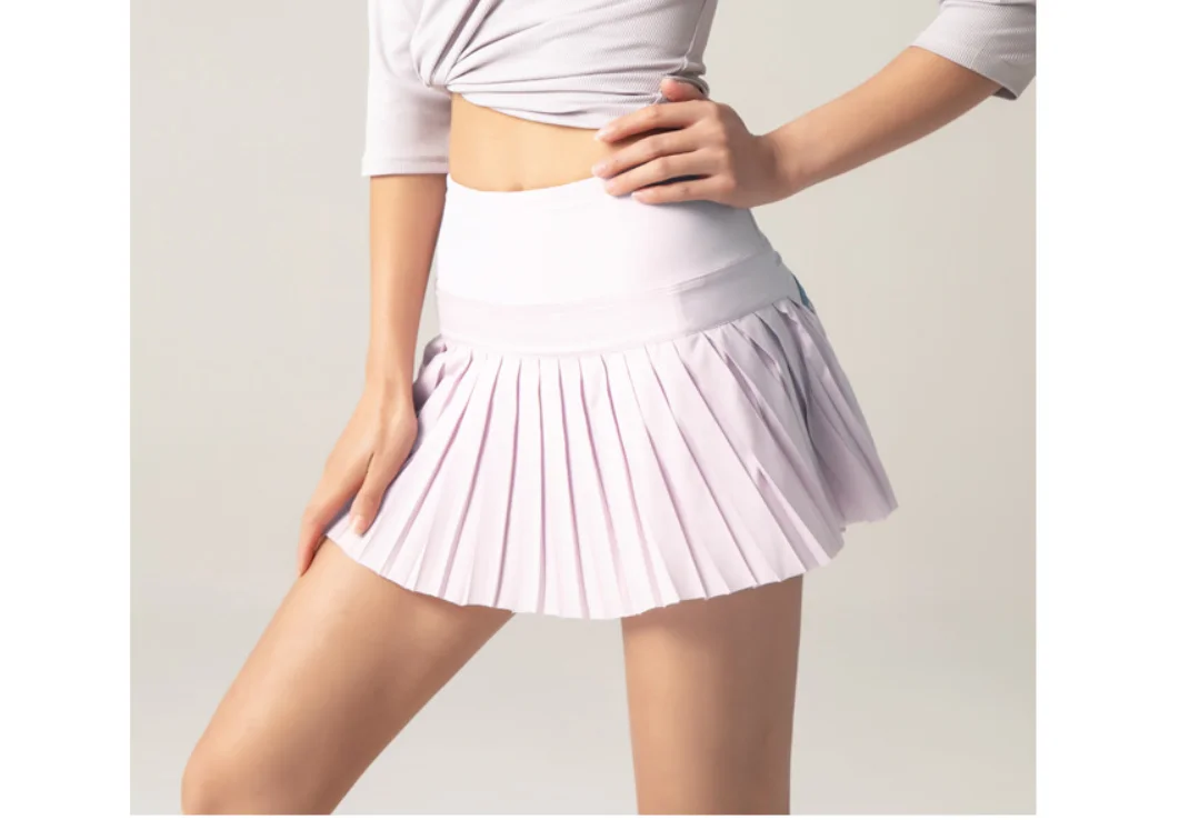 Dynamics Solid Color Athletic Apparel Casual Mini Skirt Breathable Two Pieces Tennis Golf Gym High Waist Women Sports Skirt